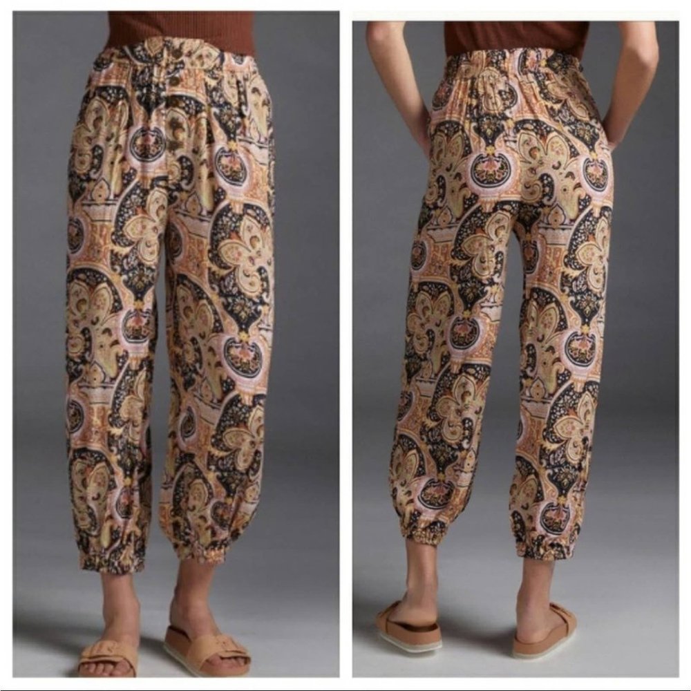 NEW! Anthropologie Odette Printed Joggers in Honey